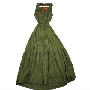 Womens Forest Green Joe Fresh Linen Maxi Dress with Open Back Size Medium BNWT